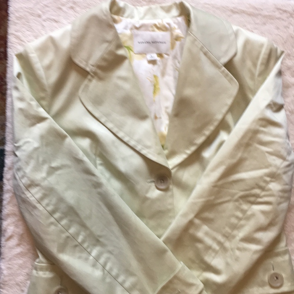 Banana Republic soft pastel green raincoat.